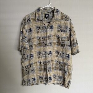 Aureus Shirt Adult M Ivory Floral Hawaiian Silk Blend Maui Country Club